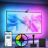 LED TV Backlight with Camera, 3.8M RGBIC LED Strip Light for 55-65 inch TVs, Smart TV Lights with Bluetooth and Wi-Fi Control, Works with Alexa, Music Sync
