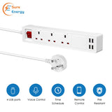 Smart Power Extension Lead, 3 AC Outlets & 4 DC USB Port Compatible With Alexa & Google Assistant, App Remote Separate or Group Control Your Appliance