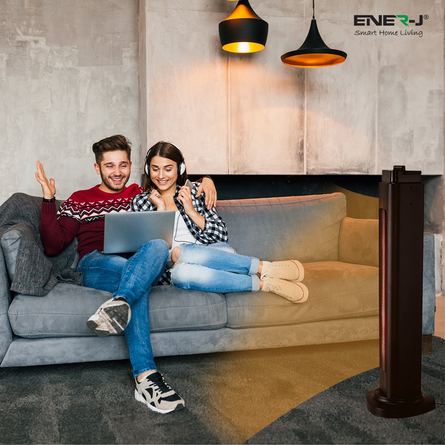 ENER-J SMART HOME Portable Infrared Heater, 600W 1200W