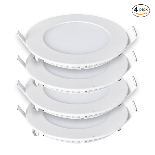 24W LED Round Recessed Ceiling Flat Panel Down Light Ultra Slim Lamp Cool White, 280mm Diameter, 30000 Hour Lifespan, Low Energy Consumption | Pack of 4 - 4000K