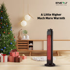 ENER-J 1200W Portable Infrared Heater, Dual 600W/1200W Carbon Tube Space Heater with Oscillation, IP34 Rated, Energy Efficient Electric Heater for Home & Office