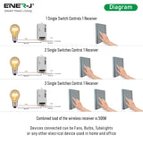 ENER-J 1 Gang Wireless Kinetic Switch, Silver + 500W RF Receiver