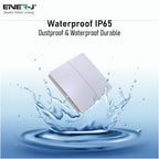 ENER-J's 2 Gang Wireless Switch White + 2 ways, 5A*2 600W RF Receiver for Non Dimmable Switch