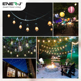LED Outdoor Garden String Lights, 100FT/30M Festoon Patio Lights Mains Powered with 30+2 LED Filaments Shatterproof Waterproof IP65 Vintage Plastic Bulbs for Garden Party Wedding, Warm white