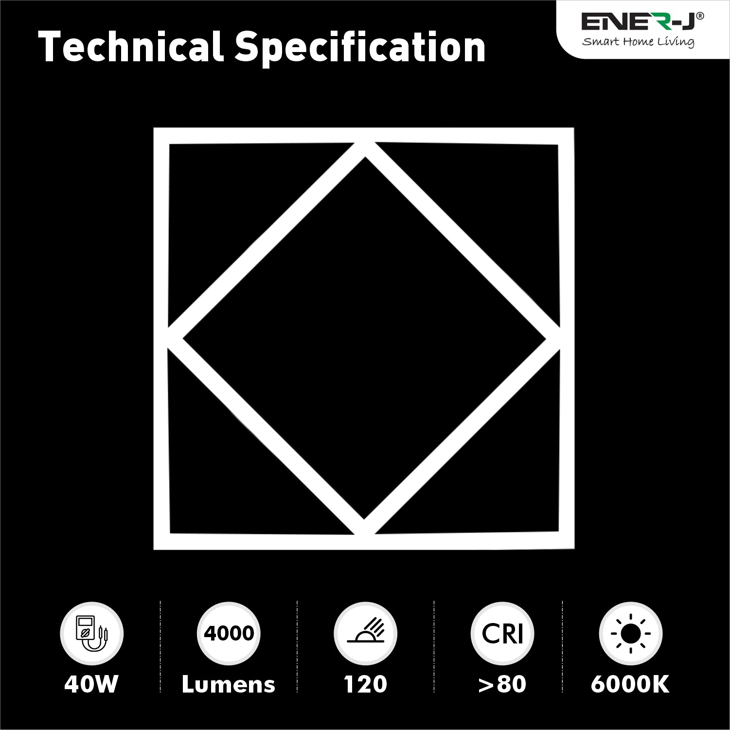Stylish Double Square Borderline LED Ceiling Panel 60x60cms, 4000 Lumens, 3 Years Warranty, Ideal for Offices, Retail Shops, Hotels, Schools, Restaurants - Pack of 2