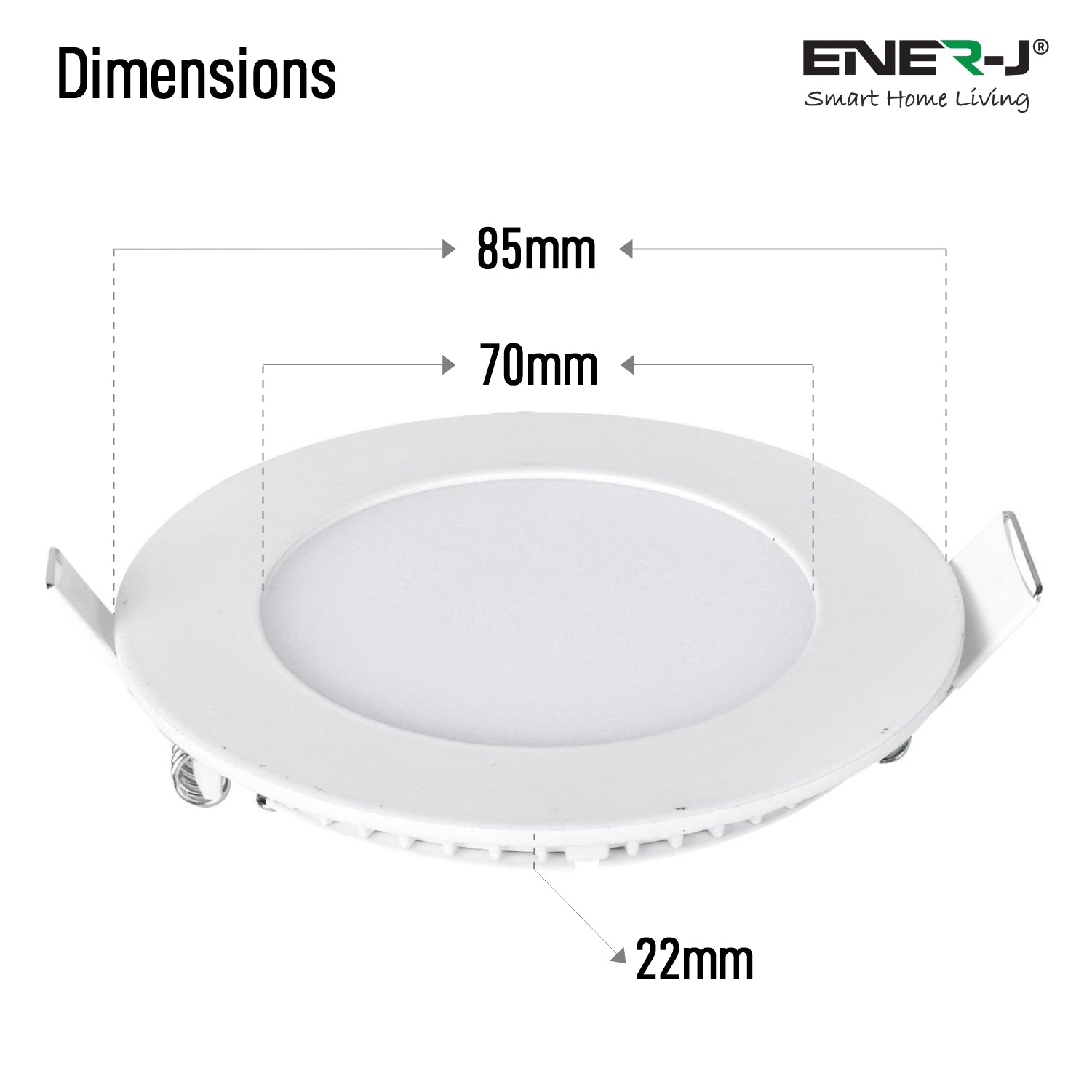 3W Recessed Round LED Mini Panel Downlight, 85mm Diameter, 70mm Hole Size, 3000K, 2 Years Warranty | Single pack