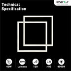 40W LED Super Bright Frame Border Line LED Light Panel Ceiling Lamp, 60x60cms, 40W with 4000 Lumens, 3 Years Warranty | Pack of 6 - 4000K