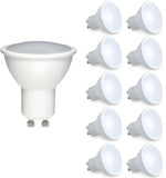 Pack of 10 units, Dimmable LED GU10, 7W Equivalent to 50W Halogen Bulbs, 3000K Warm White, 500Lm, Controlled by LED Dimmer Switch, Perfect for Home Use