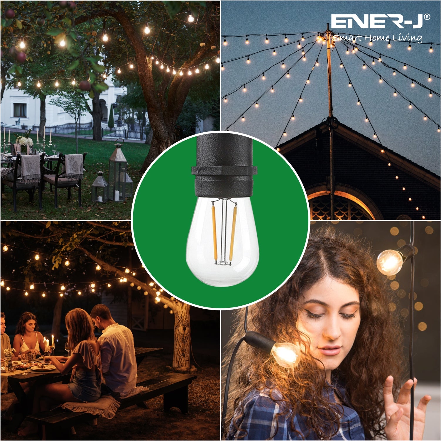 LED String Lights 10.2m 2W S14 10Pcs LED Edison Filament Bulbs E27 Soc