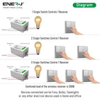 ENER-J 2 Gang Wireless Kinetic Switch Non Dimmable (silver body) + 2 x 500W RF Receiver