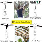 Ener-J 48ft LED Filament String Light Kit, 15 x 2W Vintage LED Bulbs, IP65 Waterproof