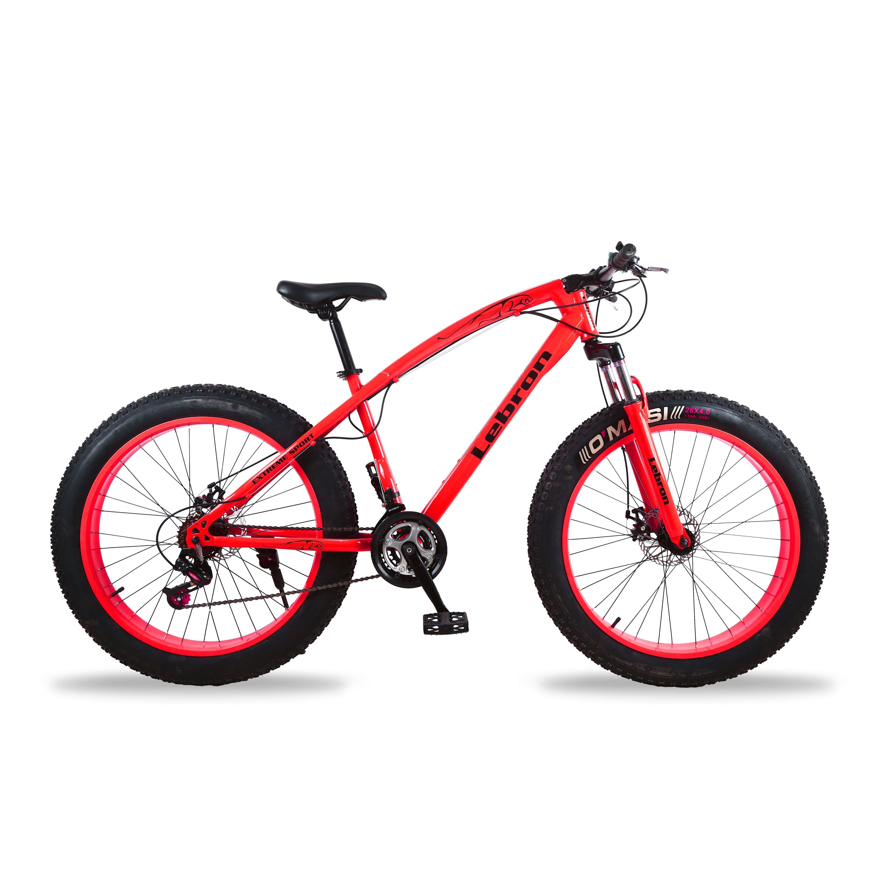 Red Colour Adult Mountain Bike 26’ Fat tyres, 21 Gears - ENER-J Smart Home