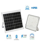 100W LED Floodlight Outdoor with Solar Panel, IP65 Waterproof, 1700 Lumens, Wall Light Work Lighting for Garage, Garden, etc