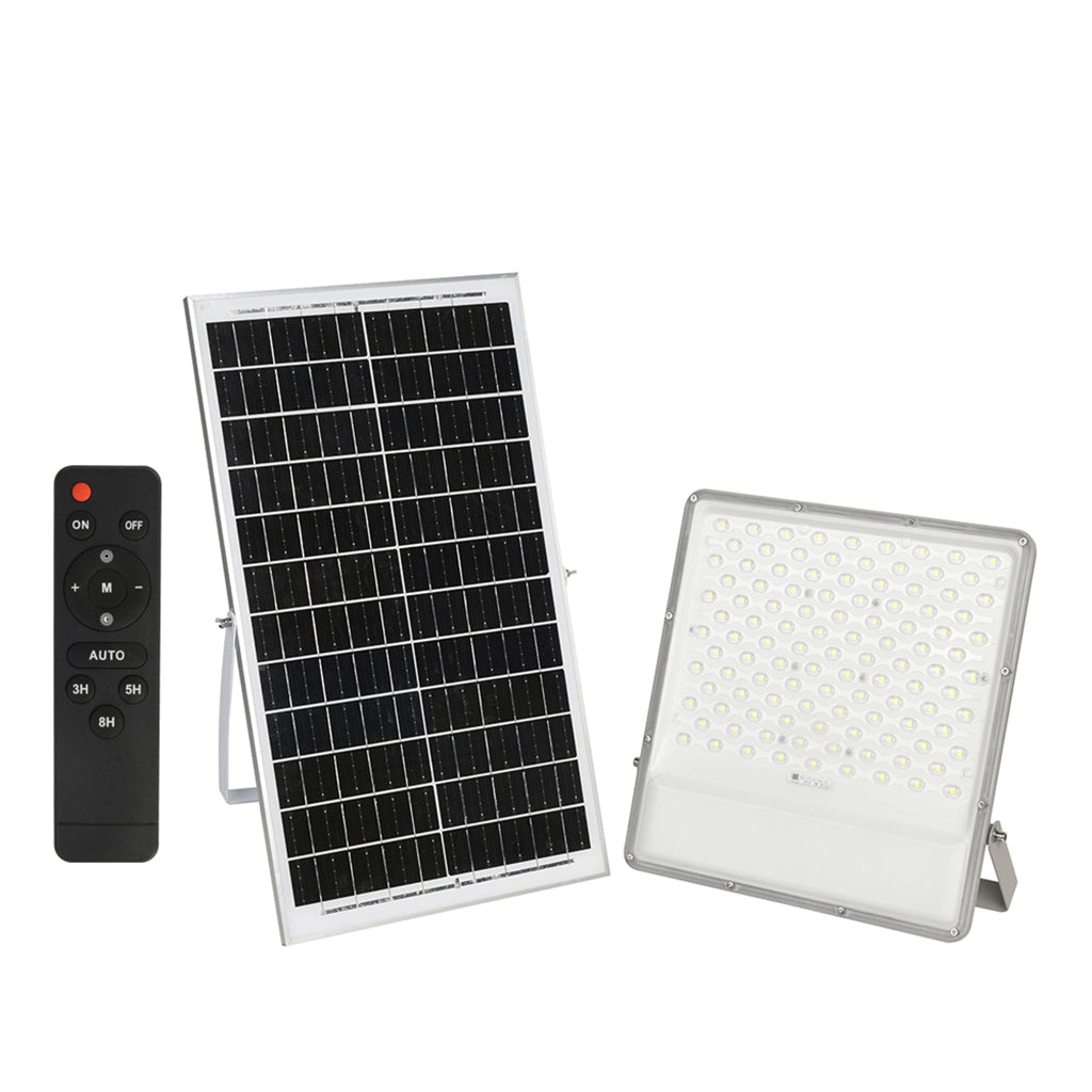 300W LED Floodlight Outdoor with Solar Panel, IP65 Waterproof, 3000 Lumens, Wall Light Work Lighting for Garage, Garden, Warehouse, Parking Lot etc