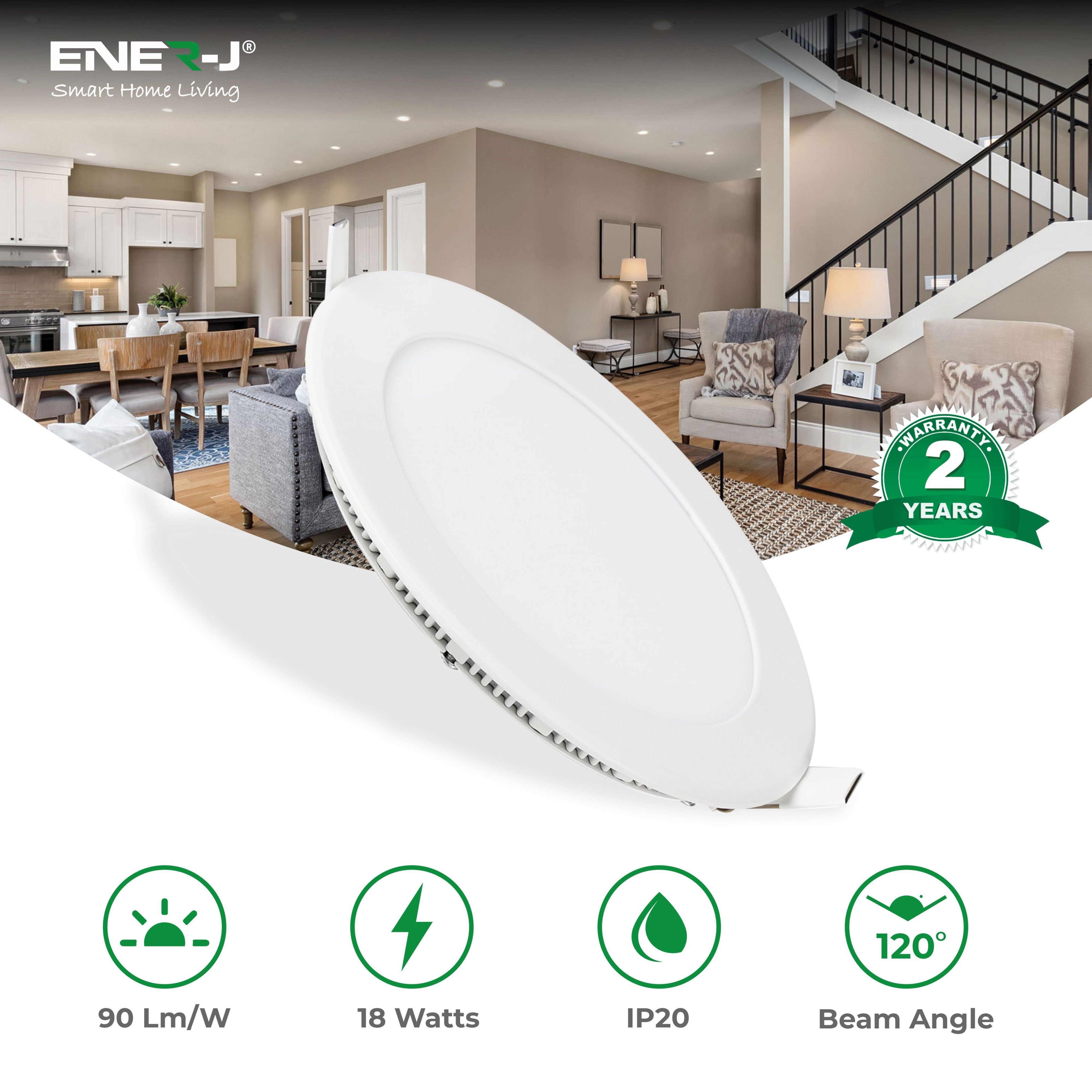 Pack of 4 18W Recessed Round LED Downlight Mini Panel 220mm Diameter, 205mm Hole Size, CE Driver, 4000K, 20000 Hours Long Life