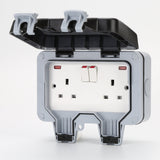 2-Gang, Weatherproof 13A Twin BS Sockets with switch - ENER-J Smart Home