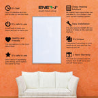 Ener-J 600W Infrared Heating Panel, 1005 x 595mm Far Infrared Wall or Ceiling Mounted, White