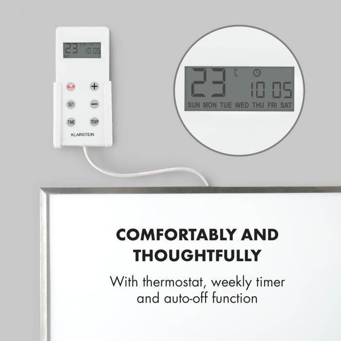120x60cm, 720W Infrared Heating Panel With Thermostat, Carbon Crystal Technology, IP24, White Body, APP & Voice Control