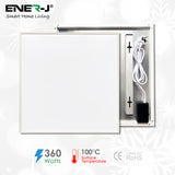 360W, 595x595 MM Infrared Heating Panel with built in RF Receiver and Wireless Thermostat included, IP44, Highly Efficient Carbon Crystal Heating Element
