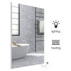 450W Bathroom Mirror Infrared Heater & CCT Changing with Dimmable LED Lights, 600x800 MM, Plug & Play