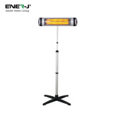 2000W IP34 Infrared Patio Heater - Wall Mounted Electric Heater With Quartz Tube, 3 Heat Settings, LED Display