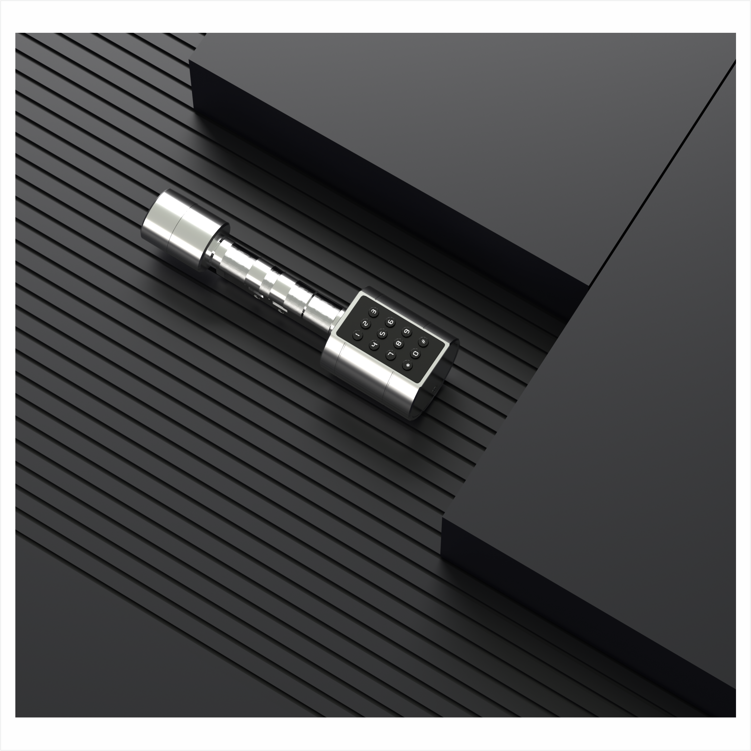 Smart Adjustable Cylinder Lock with Fingerprint & Keypad, Ideal for Any Doors of 35mm - 70mm, Colour: Silver