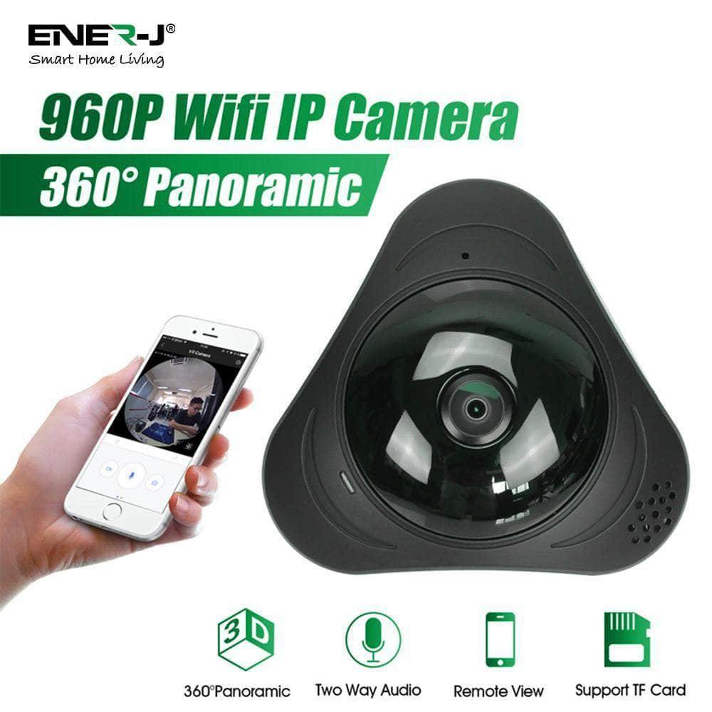 ENERJ Smart WiFi VR 360 IP Camera Panoramic View Home & Office Security IR Night Vision, Own Wifi Hotspot and Motion Detection - ENER-J Smart Home