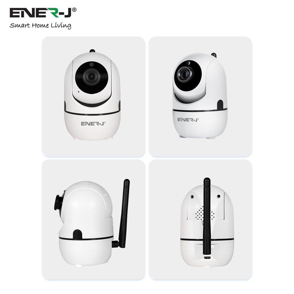 Smart Wireless Indoor IP Security Camera, Auto Tracker, Motion Sensor, Night Vision, 360 Degree Pan Tilt Zoom Two Way Audio, Cloud Storage
