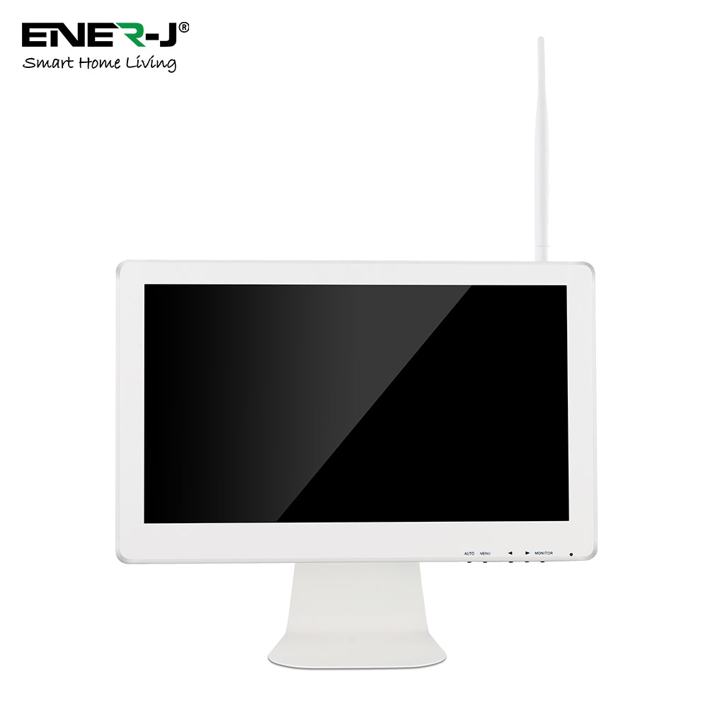 ENER-J 8CH Wireless CCTV Kit with 15.6" Full HD IPS Monitor, 1TB HDD, 4‚àö√≥1080P Outdoor Cameras with Audio & PIR Motion Detection, Plug & Play Home Security System
