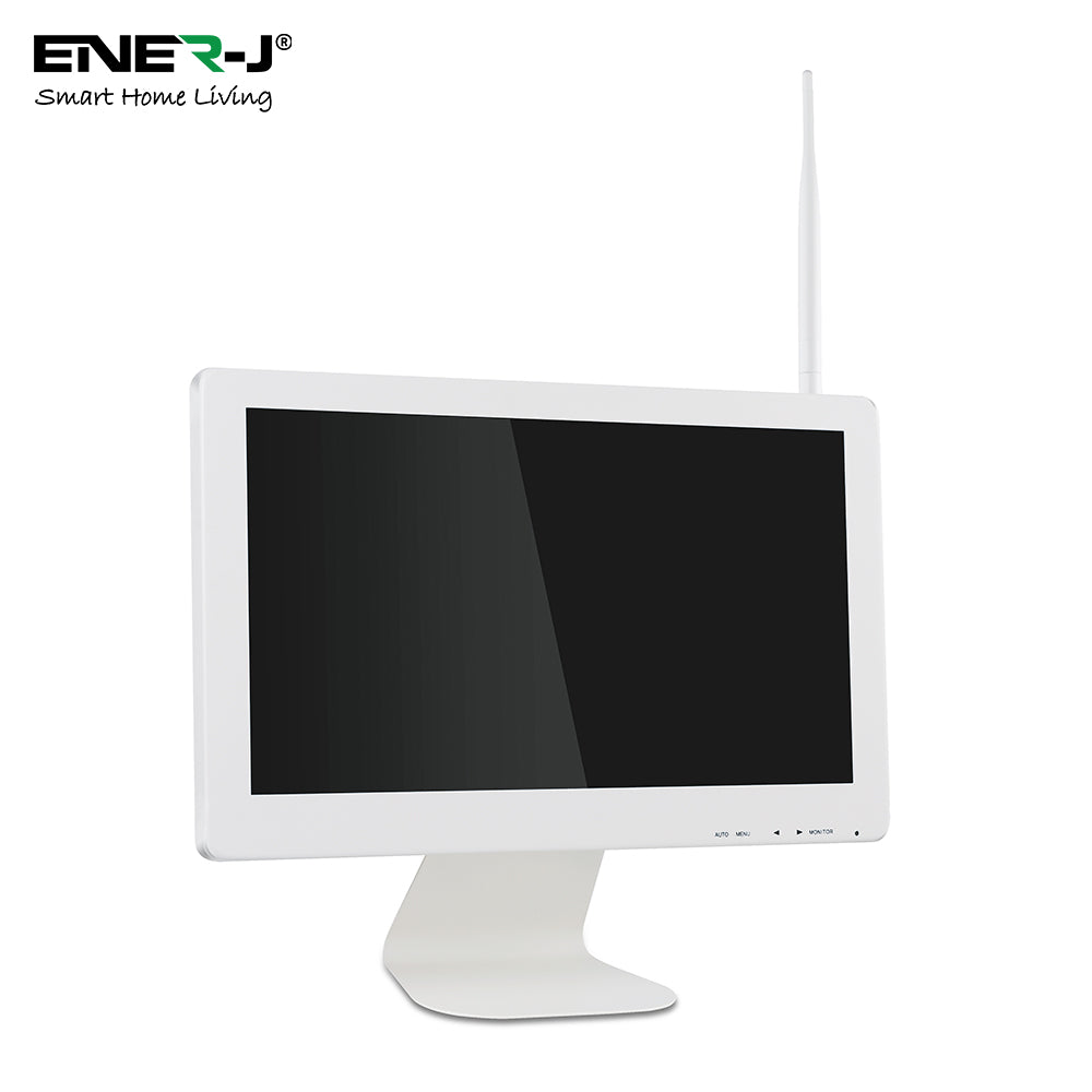 ENER-J 8CH Wireless CCTV Kit with 15.6" Full HD IPS Monitor, 1TB HDD, 4‚àö√≥1080P Outdoor Cameras with Audio & PIR Motion Detection, Plug & Play Home Security System