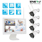 ENER-J 8CH Wireless CCTV Kit with 15.6" Full HD IPS Monitor, 1TB HDD, 1080P Outdoor Cameras with Audio & PIR Motion Detection, Plug & Play Home Security System