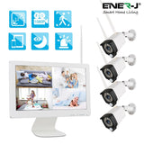 Wireless CCTV Kit with 8CH NVR, 15.6"LCD Monitor, 4 x IP65 HD Outdoor Cameras, 1TB HDD pre installed, APP monitoring