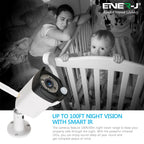 ENER-J 8CH Wireless CCTV Kit with 15.6" Full HD IPS Monitor, 1TB HDD, 1080P Outdoor Cameras with Audio & PIR Motion Detection, Plug & Play Home Security System