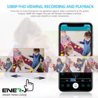 ENER-J 8CH Wireless CCTV Kit with 15.6" Full HD IPS Monitor, 1TB HDD, 1080P Outdoor Cameras with Audio & PIR Motion Detection, Plug & Play Home Security System