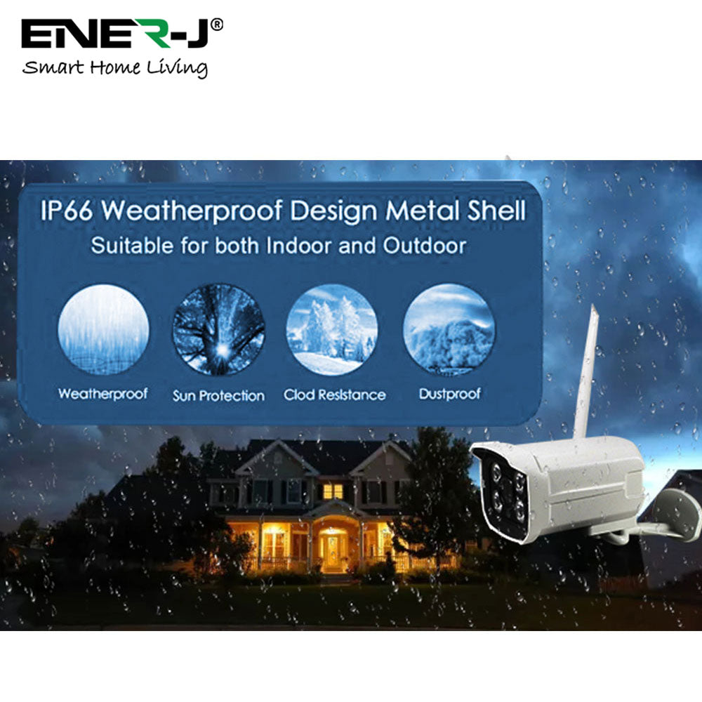 ENER-J 8CH WiFi NVR CCTV Kit with 4x1080P Outdoor IP66 Cameras, Wireless Home & Business Security System with Night Vision, Motion Alerts, Remote Access & Enhanced Signal Coverage