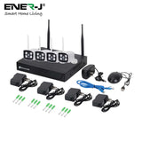 Wireless Security CCTV System with 4 IP Cameras, 8CH NVR, Smart Motion-Triggered Alerts, IP66 Weatherproof, Easy Remote Access