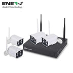 ENER-J 8CH WiFi NVR CCTV Kit with 4x1080P Outdoor IP66 Cameras, Wireless Home & Business Security System with Night Vision, Motion Alerts, Remote Access & Enhanced Signal Coverage