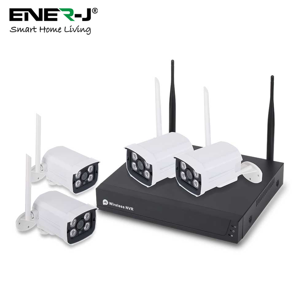 ENER-J 8CH WiFi NVR CCTV Kit with 4x1080P Outdoor IP66 Cameras, Wireless Home & Business Security System with Night Vision, Motion Alerts, Remote Access & Enhanced Signal Coverage