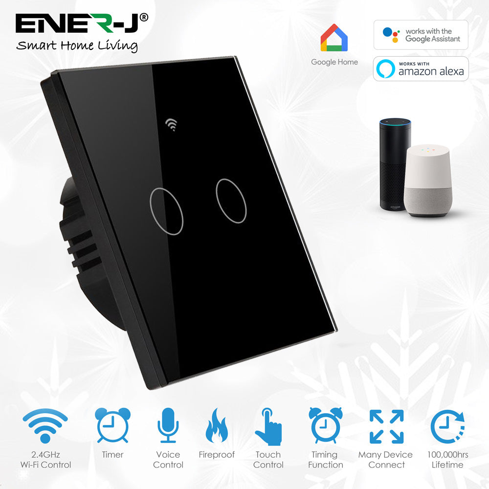 Smart Wifi Google Assistant Wall Switch 2-Gang Smart Wi-Fi Touch