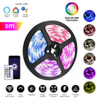 5 Meters Smart Wi-Fi RGB Colour Changing LED Strip Kit, Dimmable, IP20, for Bedroom Ceiling Party Decoration with Remote and Plug