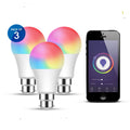 9W Smart Colour Changing Light Bulb, B22 RGB CCT Colour Changing Bulbs, Bluetooth APP Control LED Bulbs Bayonet, WiFi Dimmable, Mood Light for Room Decor & Party | Pack of 3