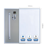 120x60cm, 720W Infrared Heating Panel With Thermostat, Carbon Crystal Technology, IP24, White Body, APP & Voice Control