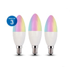4.5W Smart Colour Changing Light Bulb E14 RGB CCT Colour Changing Bulbs,  Bluetooth APP Control LED Bulbs, WiFi Dimmable RGB and White Light, Mood Light for Room Decor & Party | Pack of 3