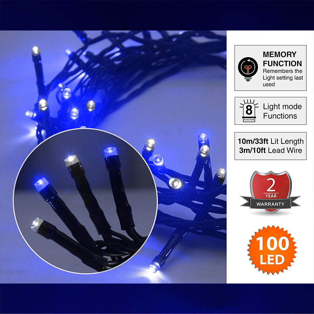 100 LED, 10 Meters Blue Chaser lights, Indoor and Outdoor, Weddings & Gardens, 8 Functions