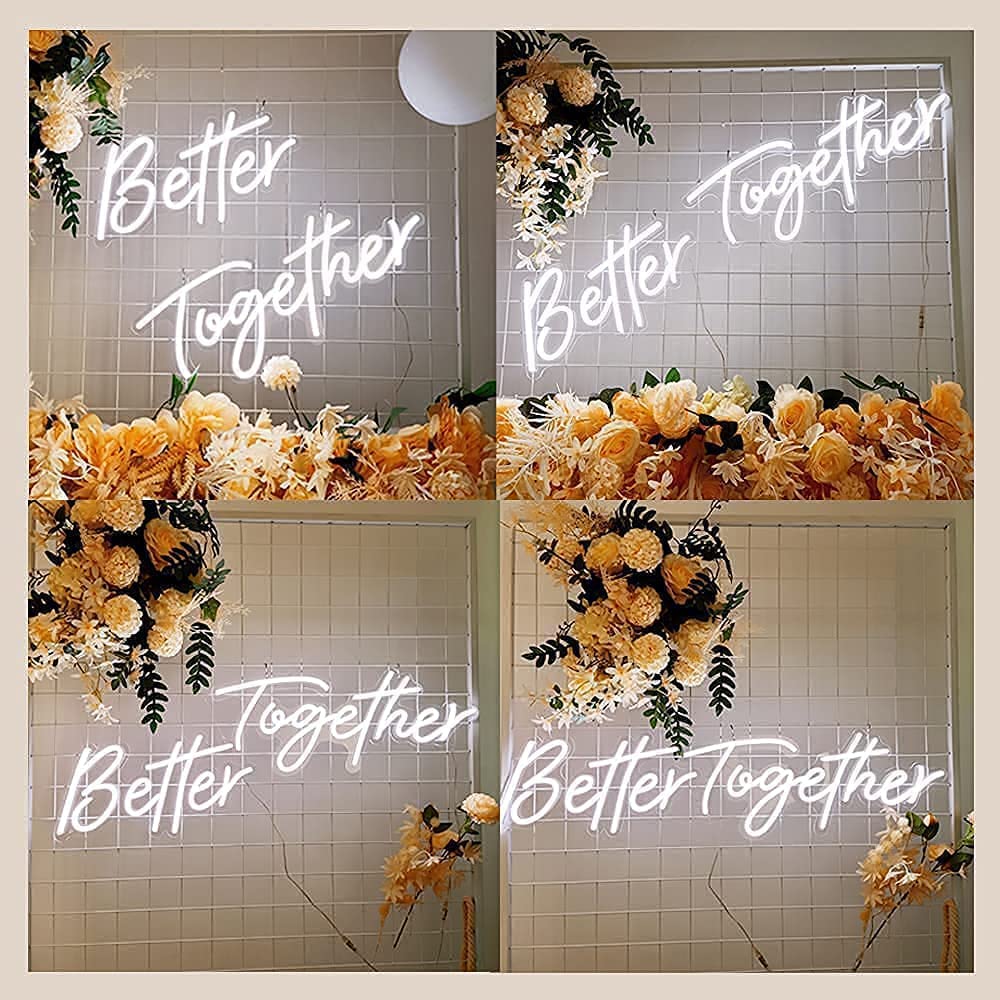 Better Together Neon Sign for Wedding, Anniversary, Birthday Party, Neon Light Sign for Wall, Home Decoration, Reusable Neon Light for Photo Booth Props