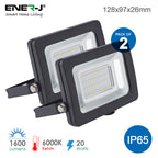LED Floodlight Non PIR Slim Line Black Body with 2 Years Warranty (20 Watts, 6000K) Pack of 2 - ENER-J Smart Home