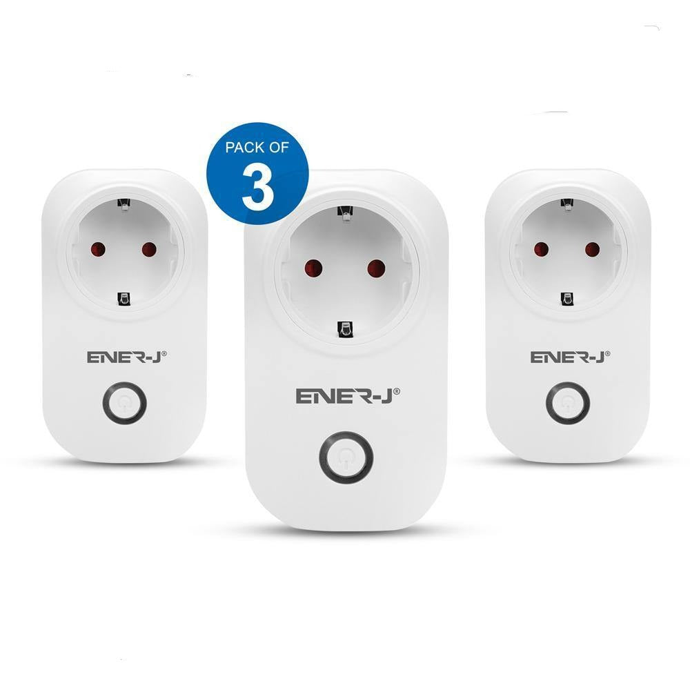 3 Piece Pack WiFi Smart Plug EU Type with Energy Monitor (3pc pack) - ENER-J Smart Home