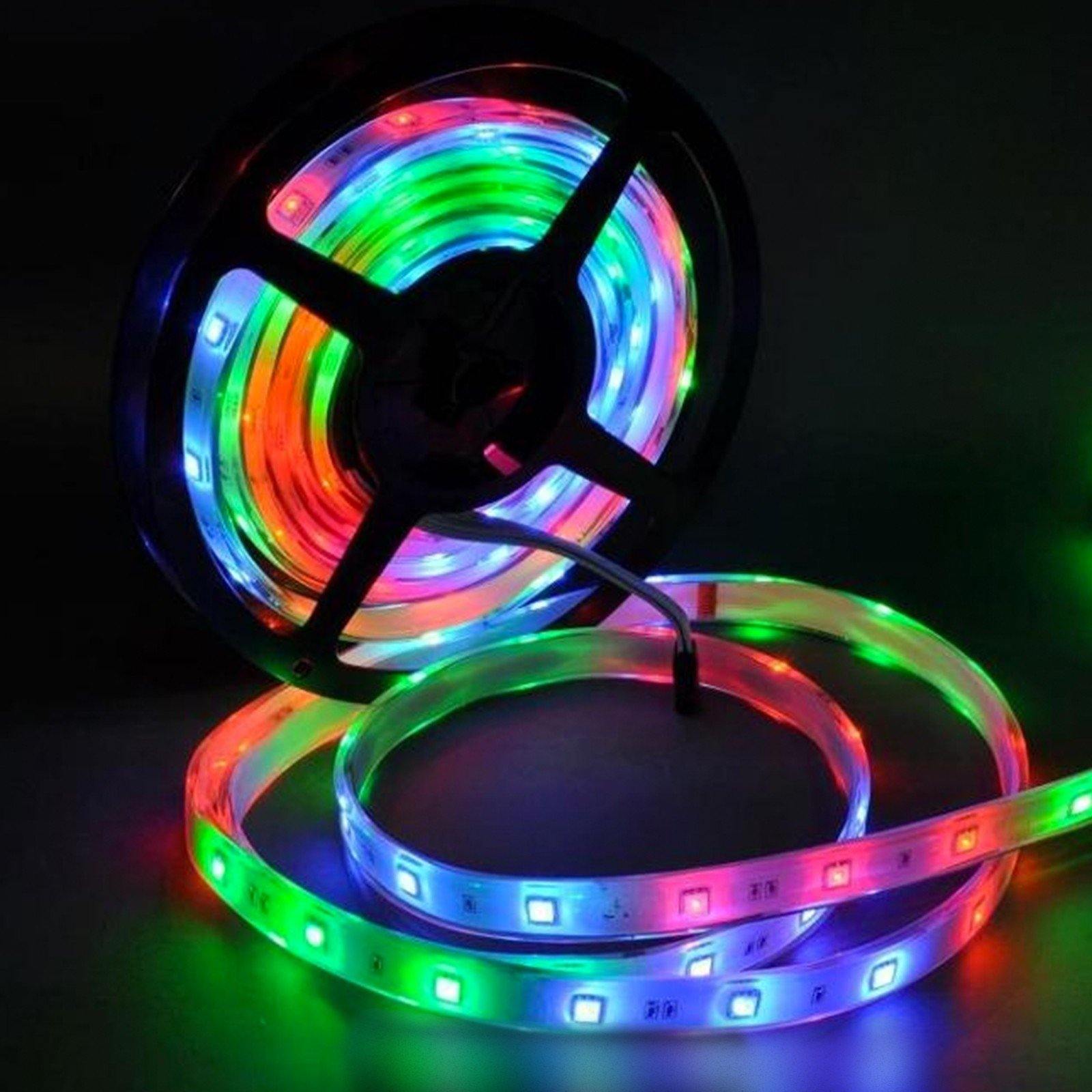 Outdoor Waterproof RGB Running Colour Changing Lighting Strip Kit with Remote 5m for Home Bedroom TV Kitchen, Ultra Bright DIY Decoration - ENER-J Smart Home