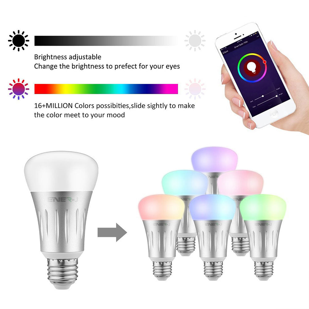 Smart WiFi GLS RGB+W 7W LED Bulb E27 Base, Timer Function, LED Colour Changing Lights