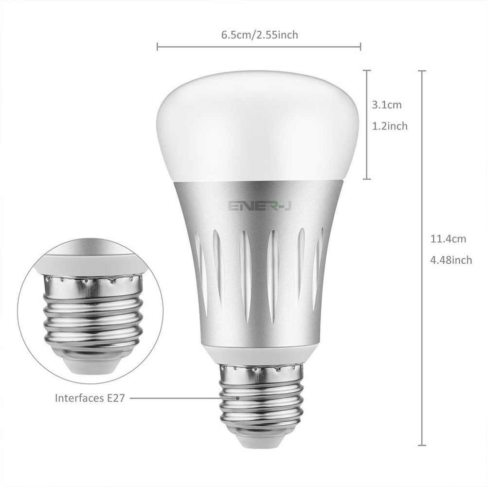 Smart WiFi GLS RGB+W 7W LED Bulb E27 Base, Timer Function, LED Colour Changing Lights | Single pack
